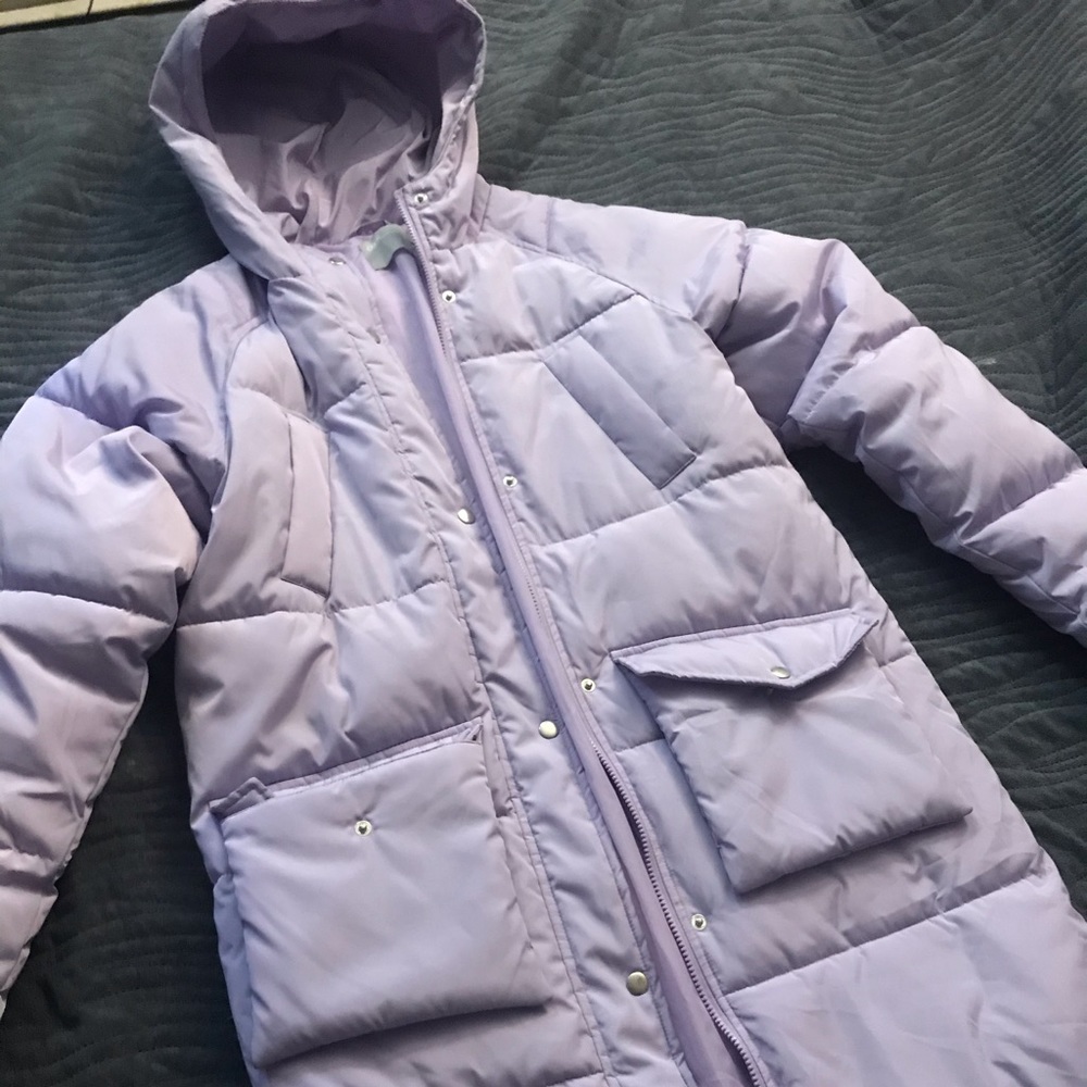 Lilac ASOS long puffer coat